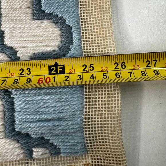 Vintage Landscape Farm Autumn Crewel Unframed MCM 26 x 12 Cottage - Picture 6 of 7